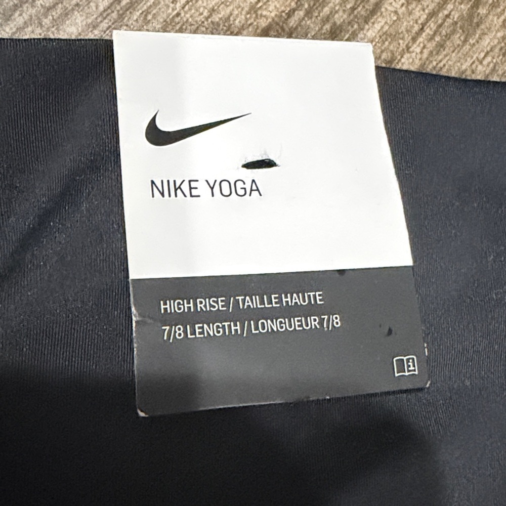 NWT Nike Yoga Black Leggings with Blue Embroidered Accents - Picture 3 of 7